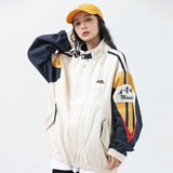 BEBİVA® Loose-Fit Color-Block Stand Collar Ceket
