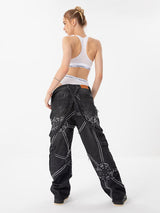 BEBİVA® "Webbed" Siyah Kot Pantolon