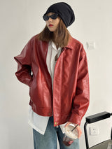 BEBİVA® "80s" Vintage Red Leather Jacket