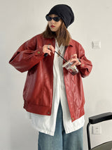 BEBİVA® "80s" Vintage Red Leather Jacket