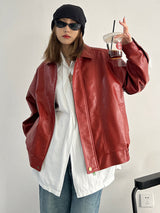BEBİVA® "80s" Vintage Red Leather Jacket