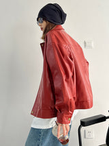 BEBİVA® "80s" Vintage Red Leather Jacket